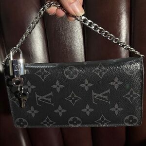 EUC AUTH Louis Vuitton Long Black Monogram Wallet *Chain & Lock NOT included*
